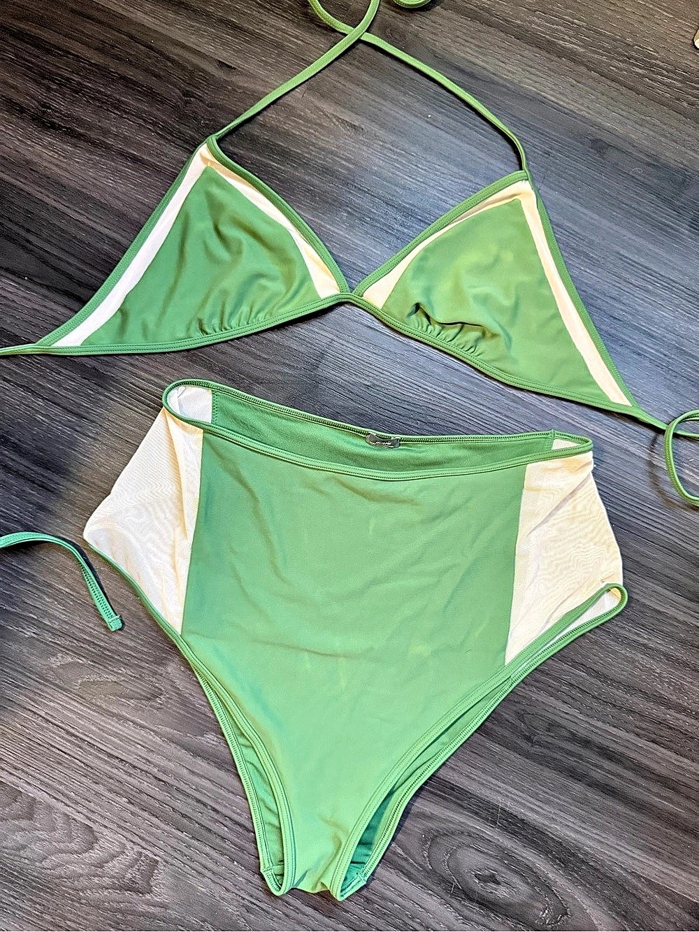 Aerie Green & White Bikini Set Like New